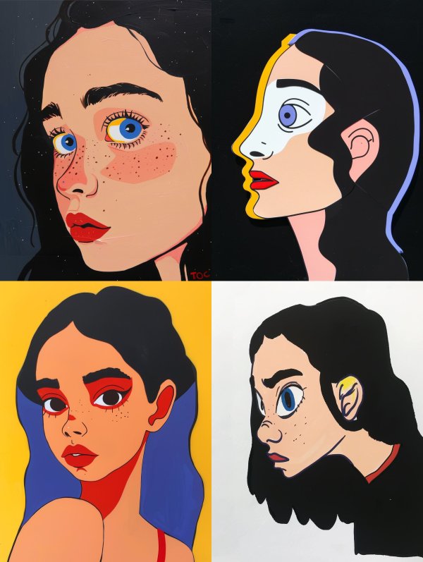 Faces of Contrast: A Stylized Quartet