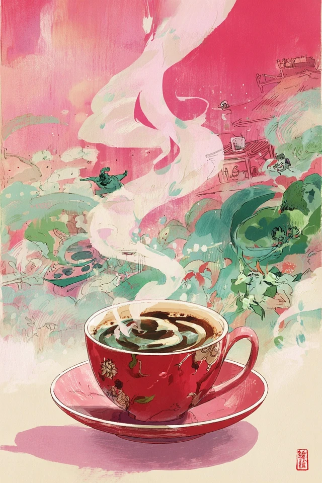 Crimson Watercolor Reverie - Image 4