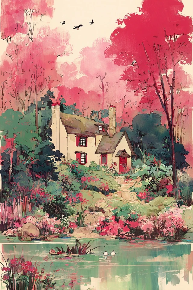 Crimson Watercolor Reverie - Image 6