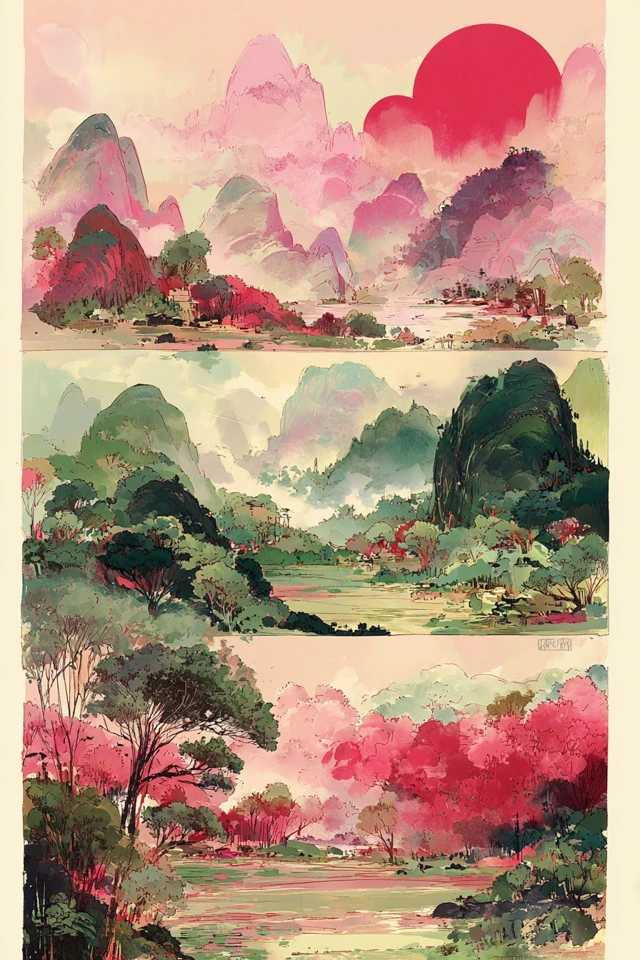 Crimson Watercolor Reverie - Image 2