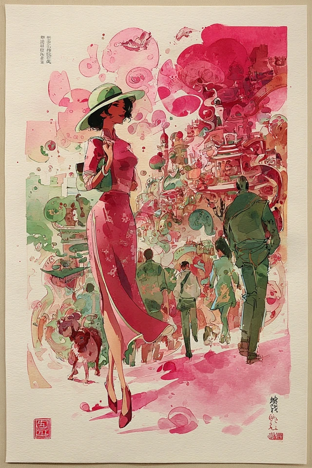 Crimson Watercolor Reverie - Image 1