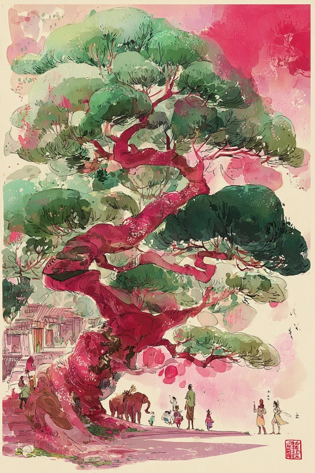 Crimson Watercolor Reverie - Image 5