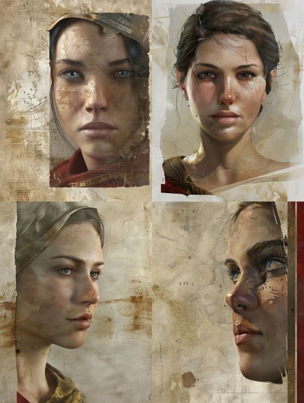 Ancient Parchment Portrait Study