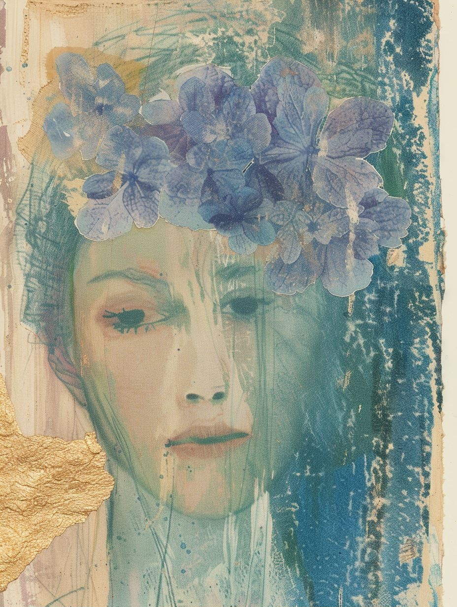 Ethereal Bloom Mixed Media Portrait