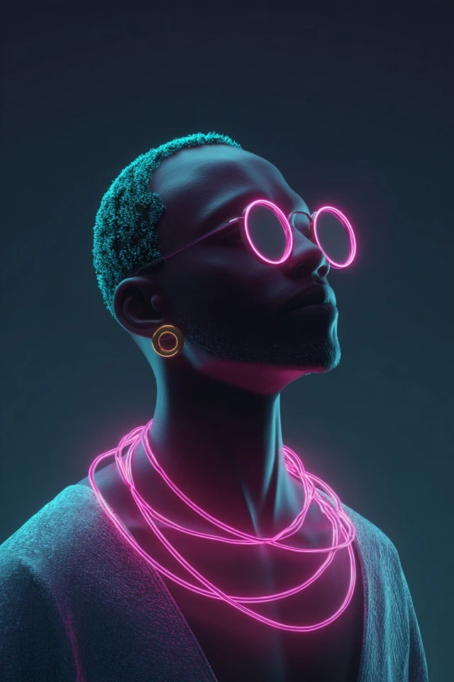 Neon Dreams: A Surreal Digital Collage - Image 1