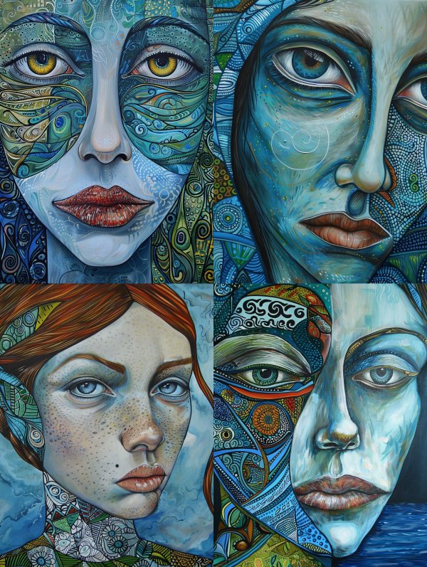 Ethereal Faces of Azure Dreams