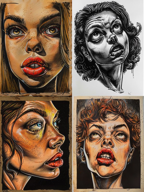 Bold Ink Portrait with Freckles