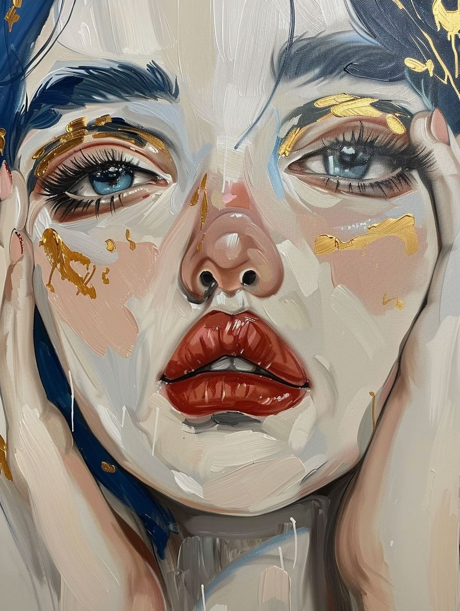 Gilded Azure Ethereal Portrait - Image 3