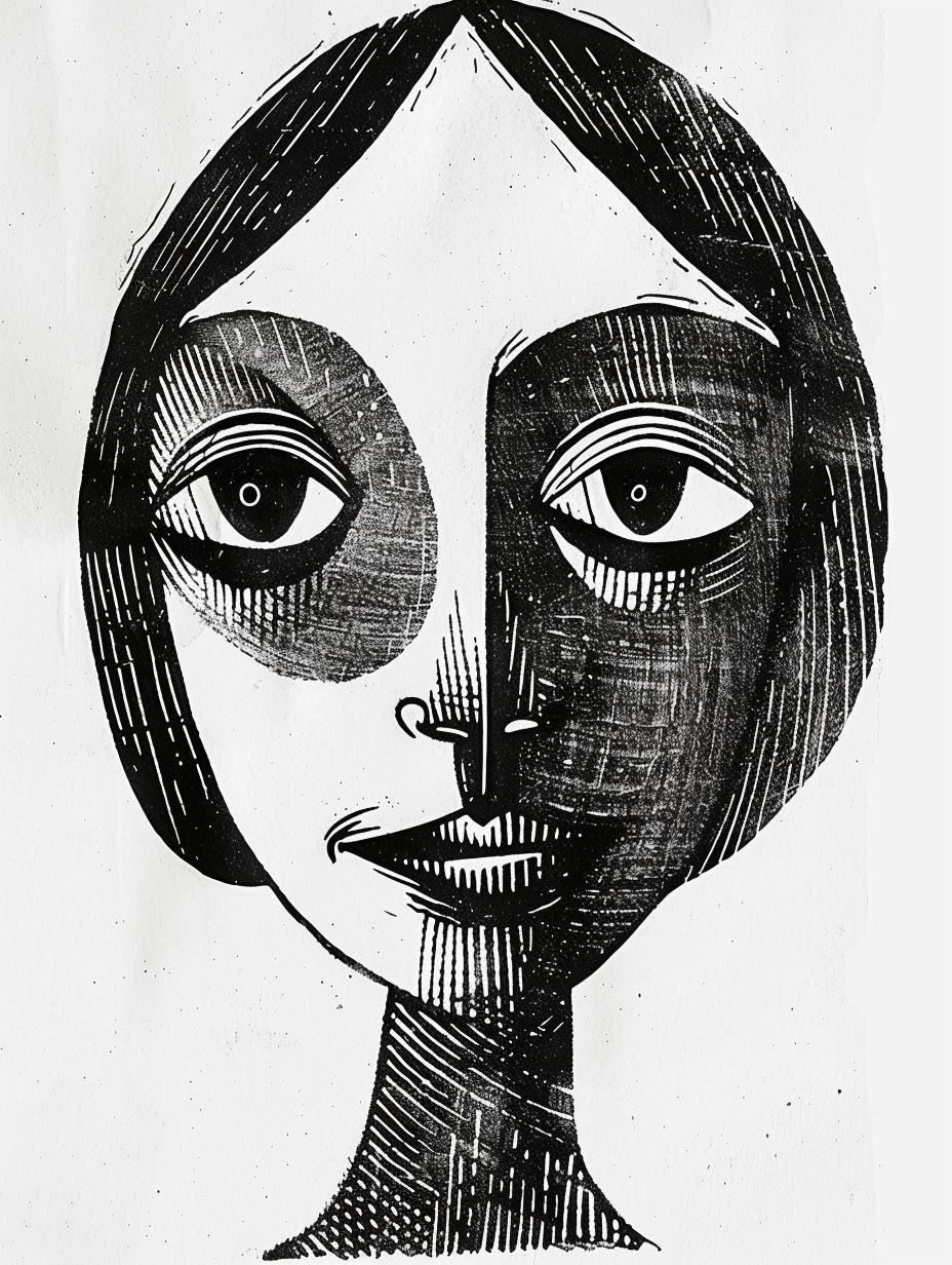 Abstract Monochromatic Linework Portrait - Image 3