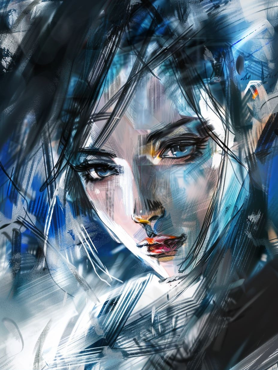 Ethereal Blue Digital Portraits - Image 1