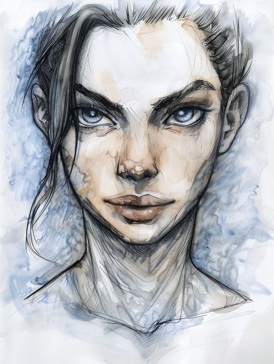 Ethereal Gazes in Ink and Wash - Image 1