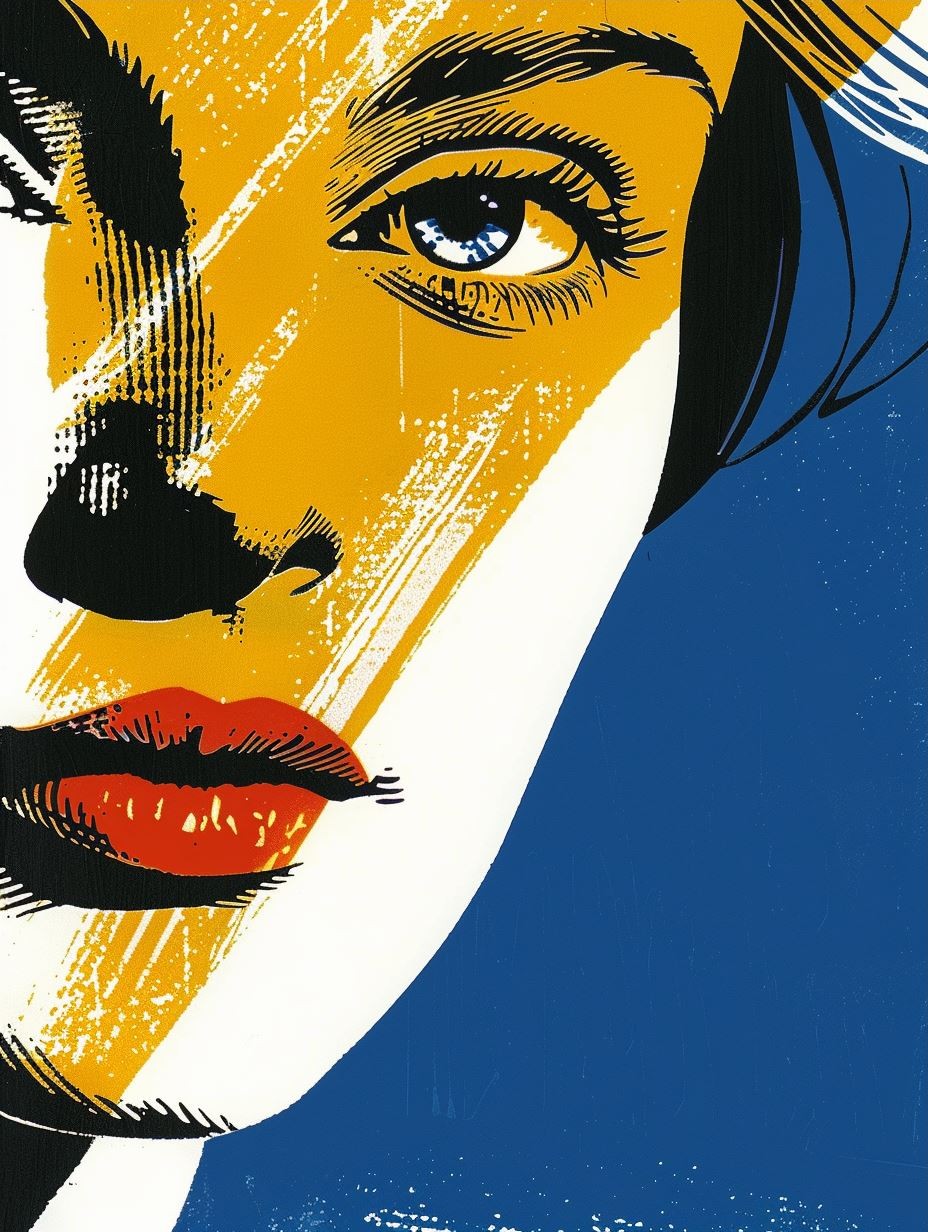 Abstract Cobalt and Ochre Portrait - Image 3