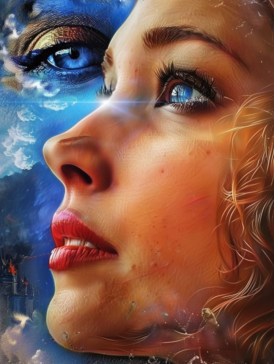 Ethereal Gazes in Blue and Gold - Image 4