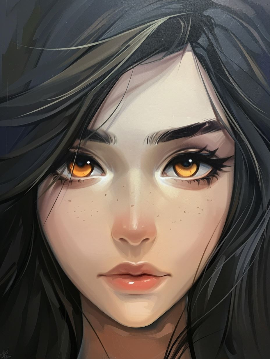 Amber Gaze Ethereal Portrait - Image 1