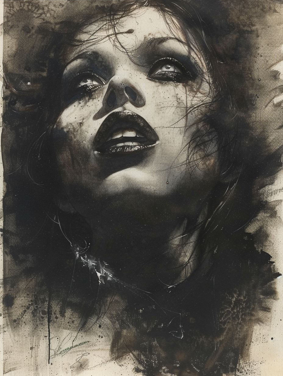 Melancholy Ink and Shadow Portrait - Image 4