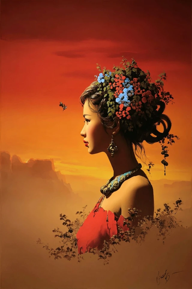 Crimson Sunset Serenity - Image 1