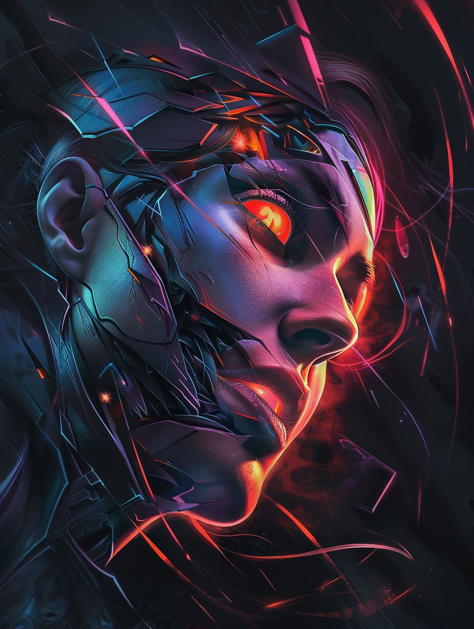 Neon Cybernetic Soul Portraits - Image 1