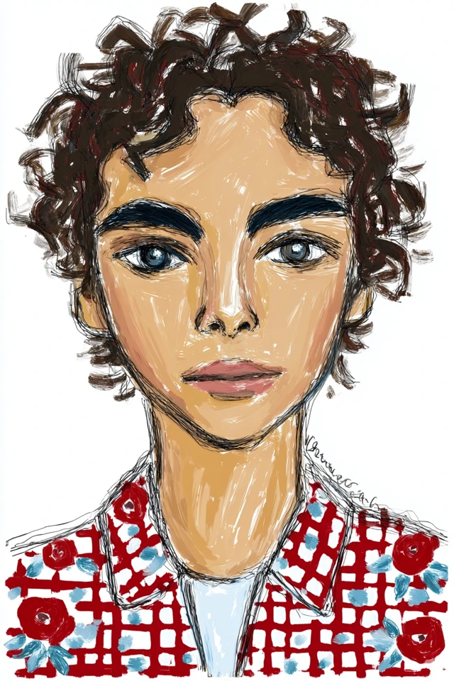 Vibrant Sketch Portrait - Image 1