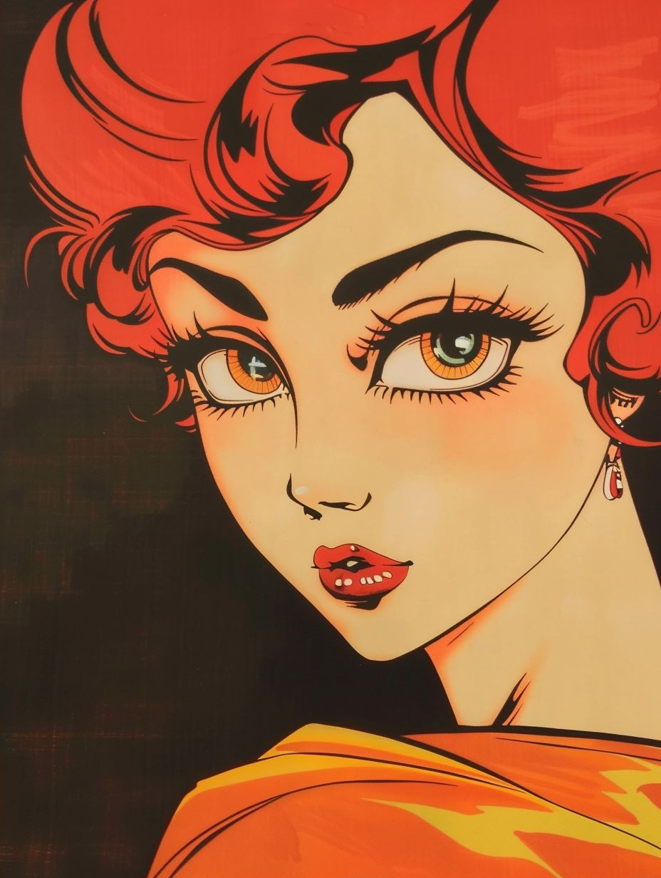 Vintage Retro Anime Portrait - Image 2