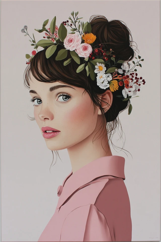 Floral Grace Portrait - Image 1
