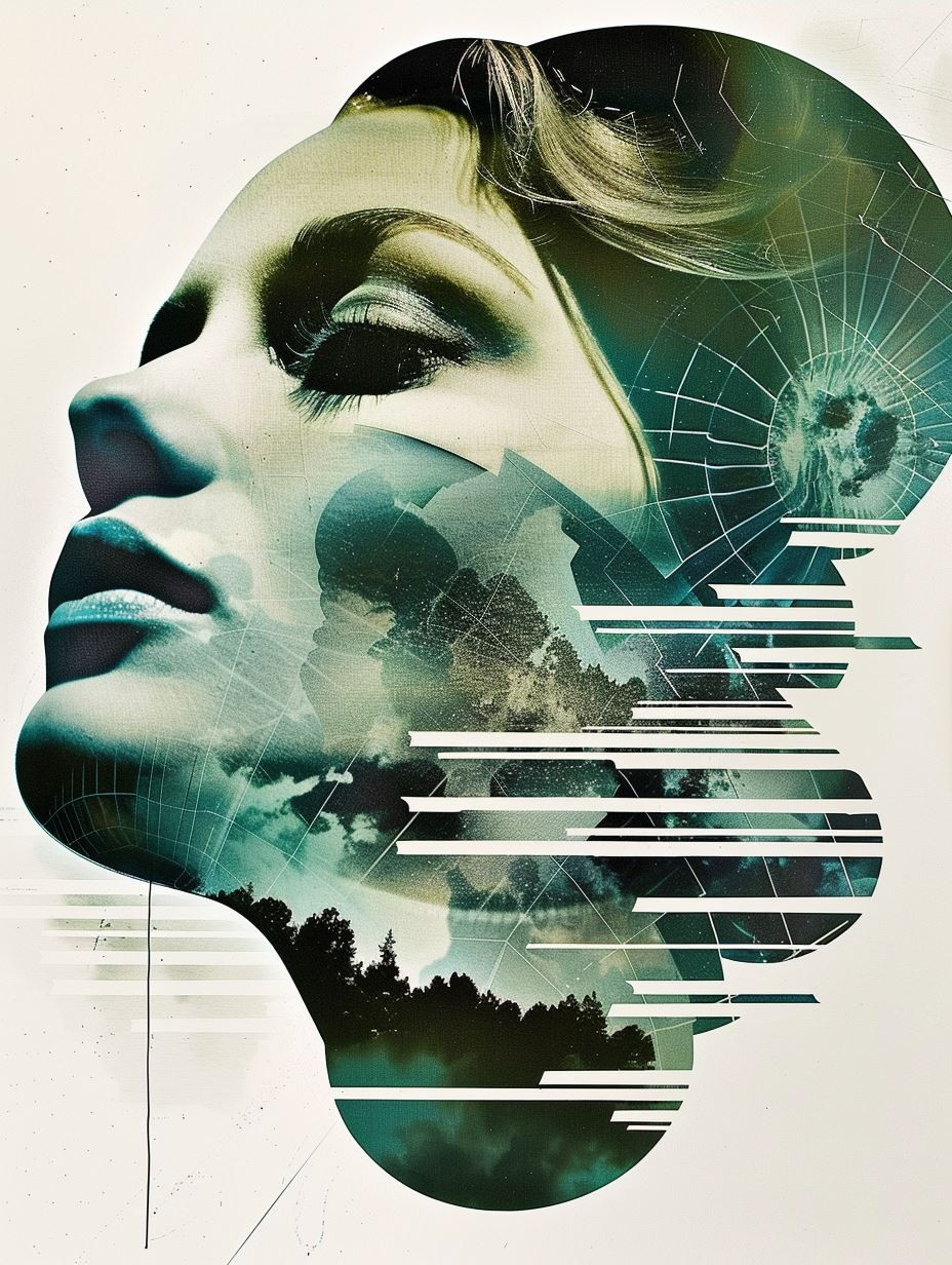 Abstract Teal Fragmented Portrait - Image 4