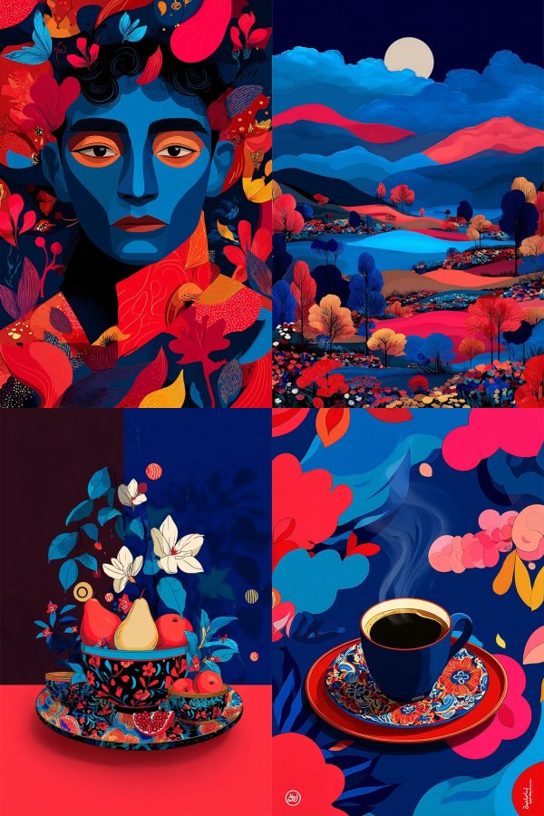 Vibrant Dreams in Cobalt and Crimson