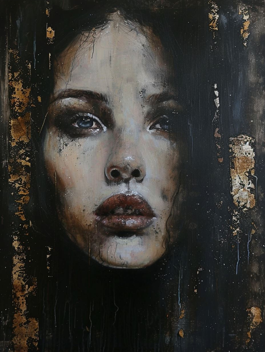 Melancholy Gaze in Gold - Image 3