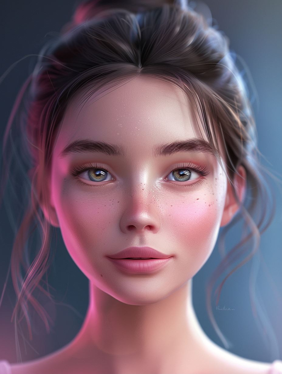 Ethereal Neon Glow Portrait - Image 1
