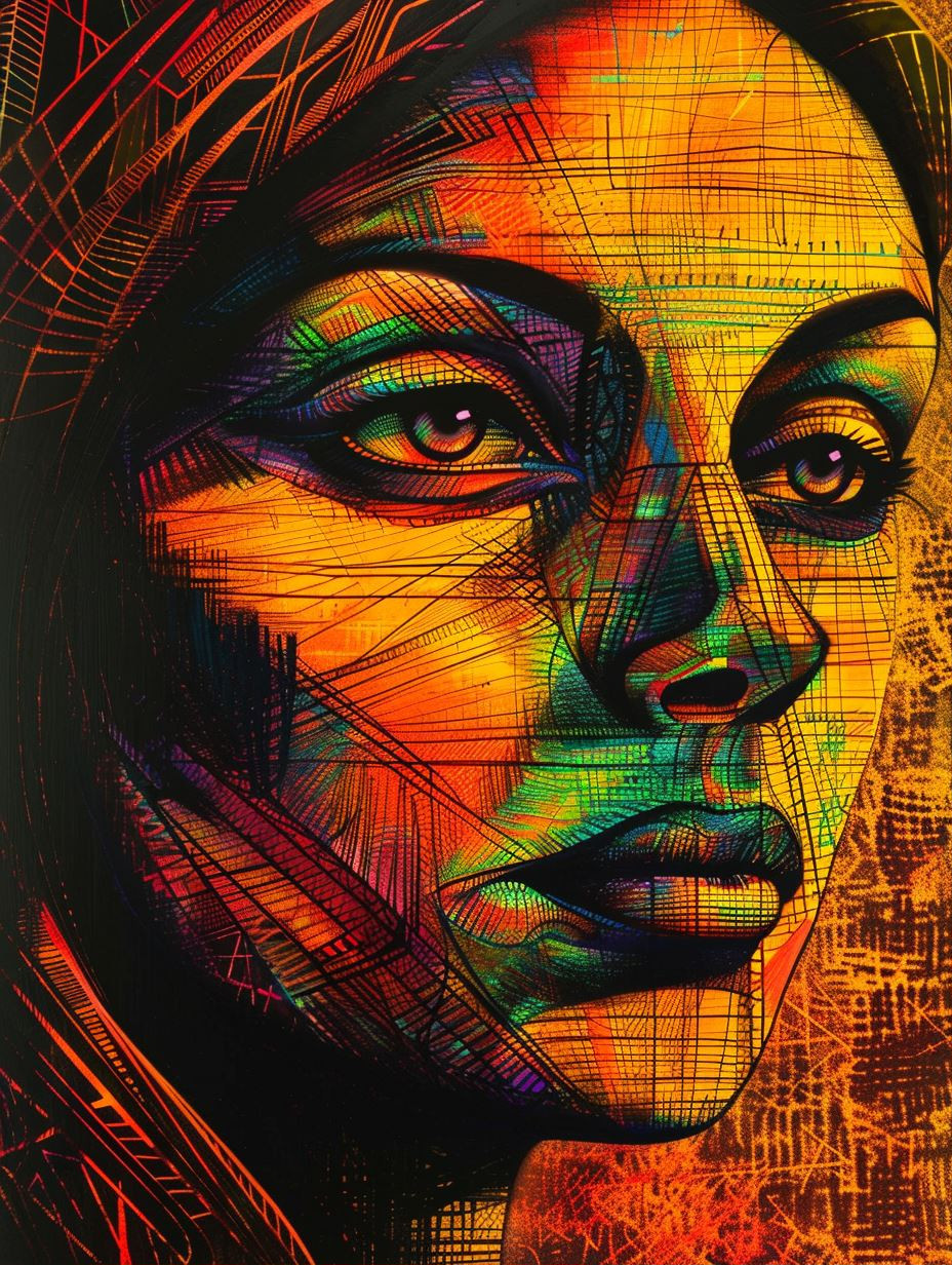 Vibrant Prismatic Portrait Study - Image 1