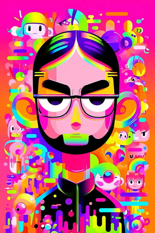 Neon Psychedelic Portrait - Image 1