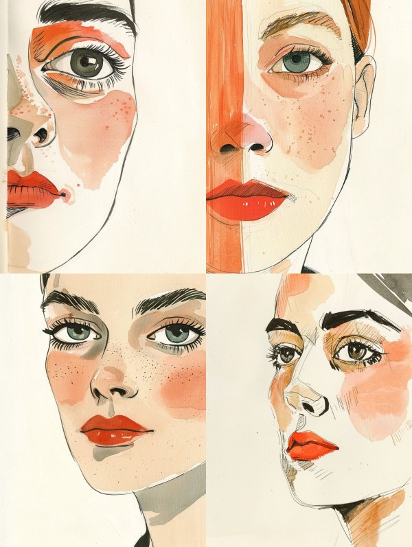 Modernist Watercolor Portrait Studies