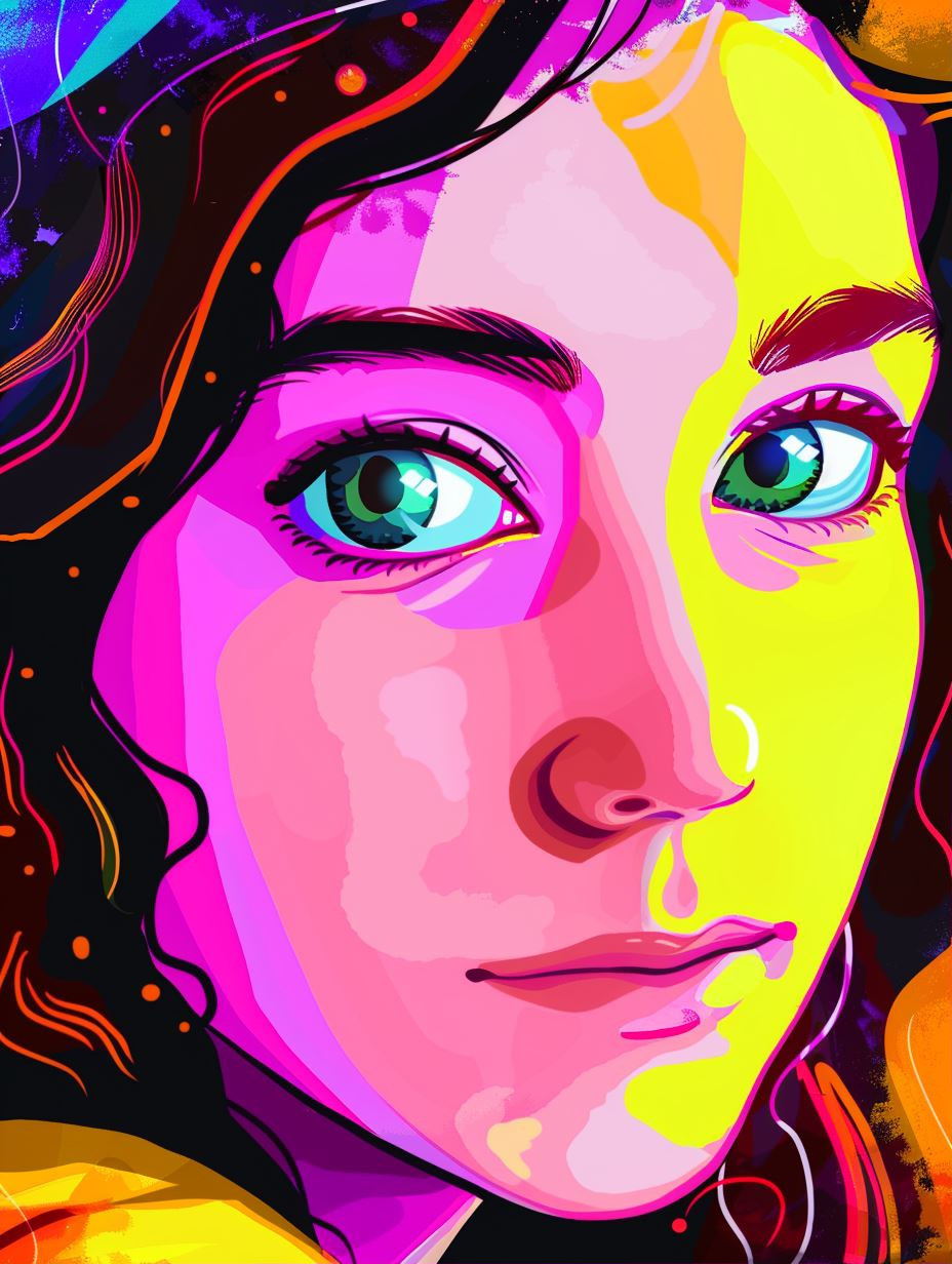Neon Psychedelic Portrait Art