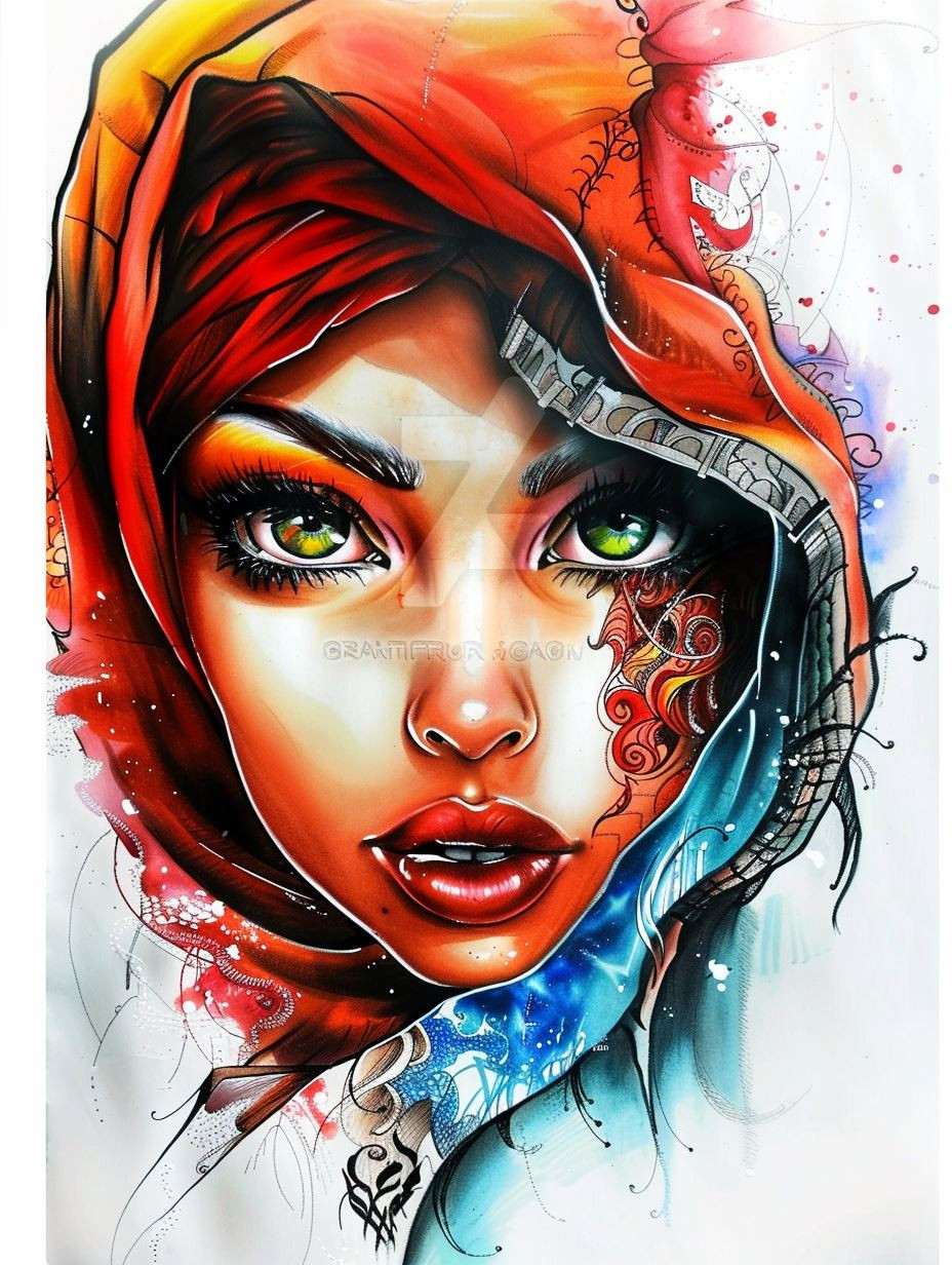 Vibrant Surrealist Floral Portrait - Image 4