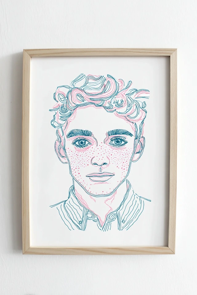 Neon Contour Portrait - Image 1