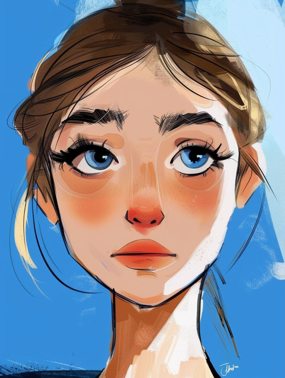 Azure Gazes: A Digital Portrait Study - Image 1