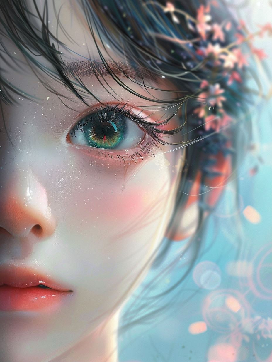 Ethereal Gaze of Spring Blossoms - Image 1