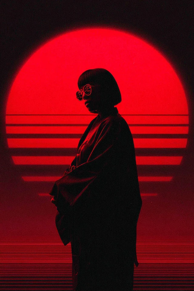 Crimson Solar Silhouette - Image 1