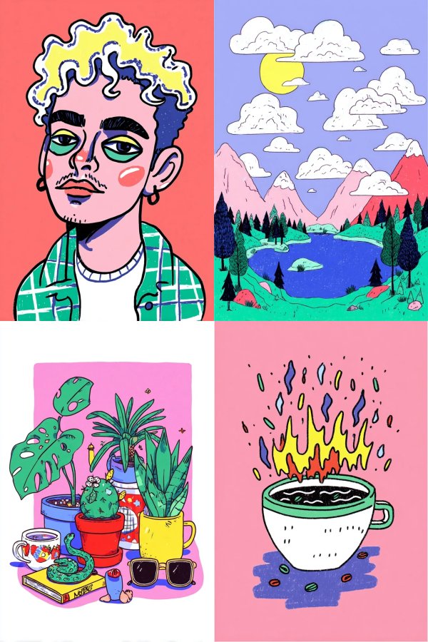 Vibrant Pop Art Quad Collage