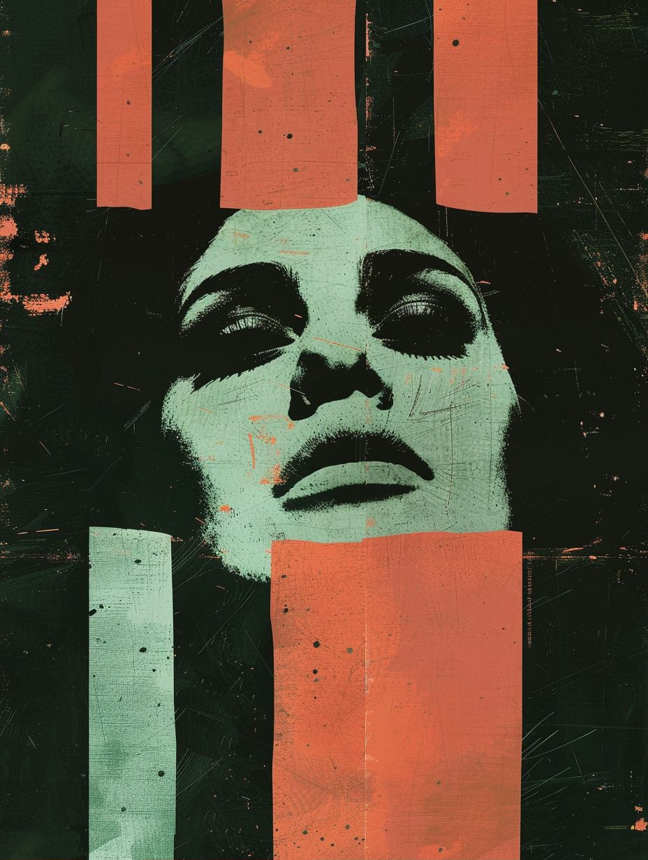 Crimson Grunge Portrait - Image 1