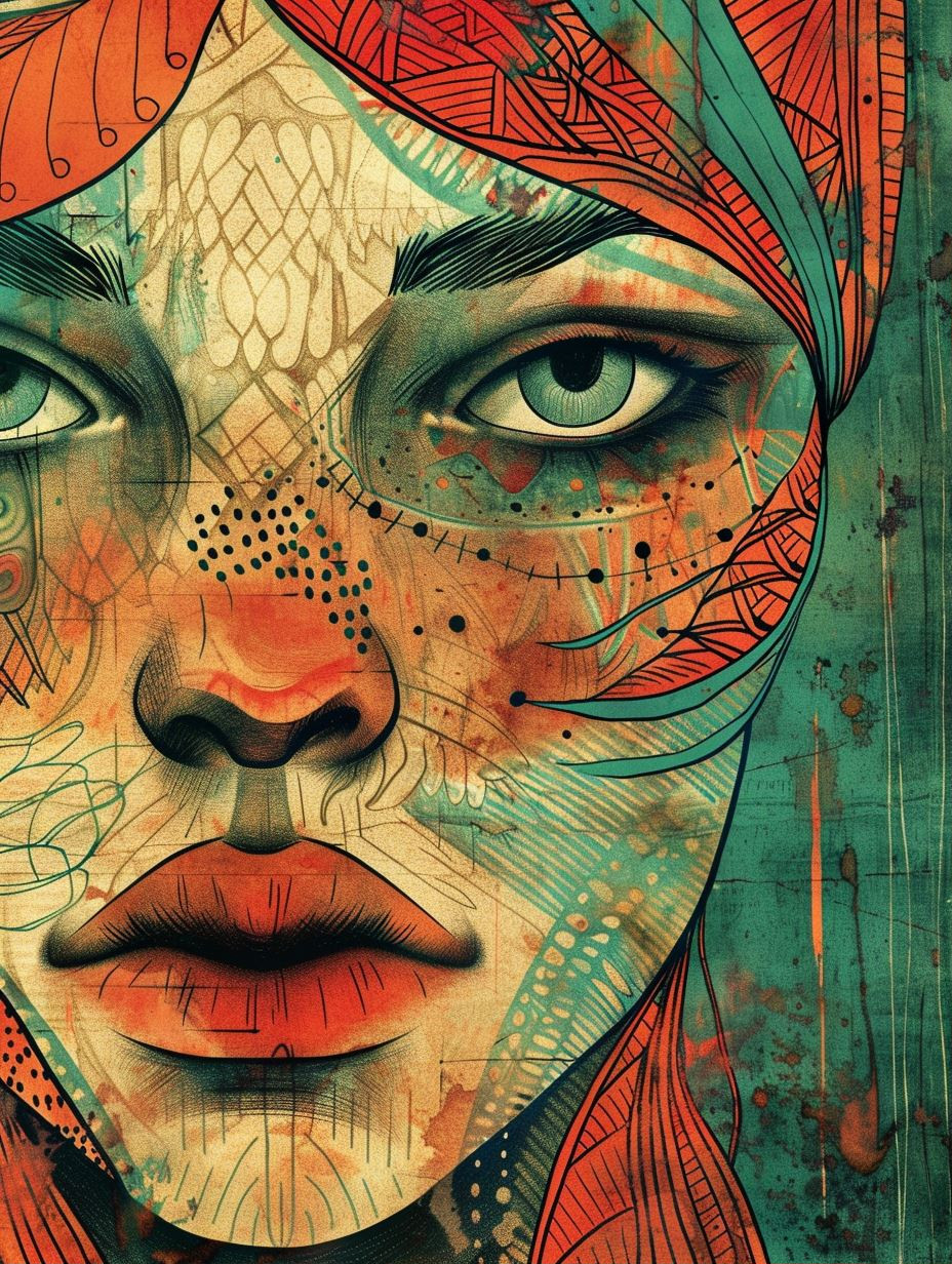 Abstract Geometric Tribal Portrait