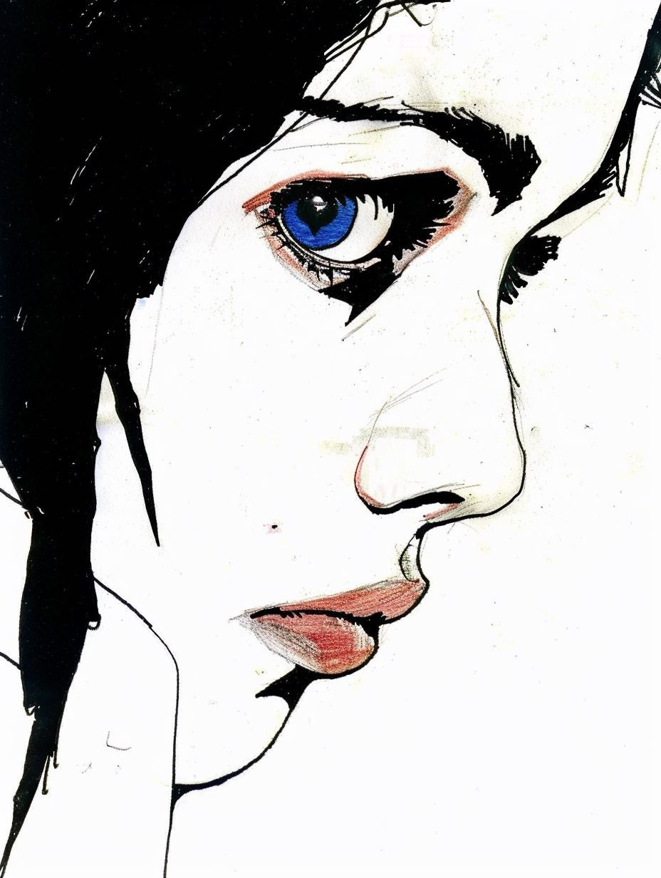 Ethereal Gaze Ink Portraits - Image 2