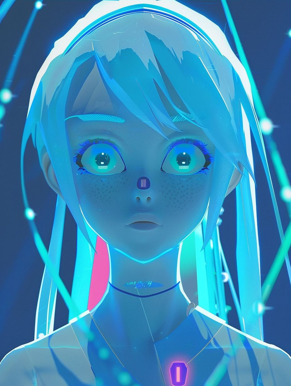 Neon Cybernetic Portrait Study - Image 3