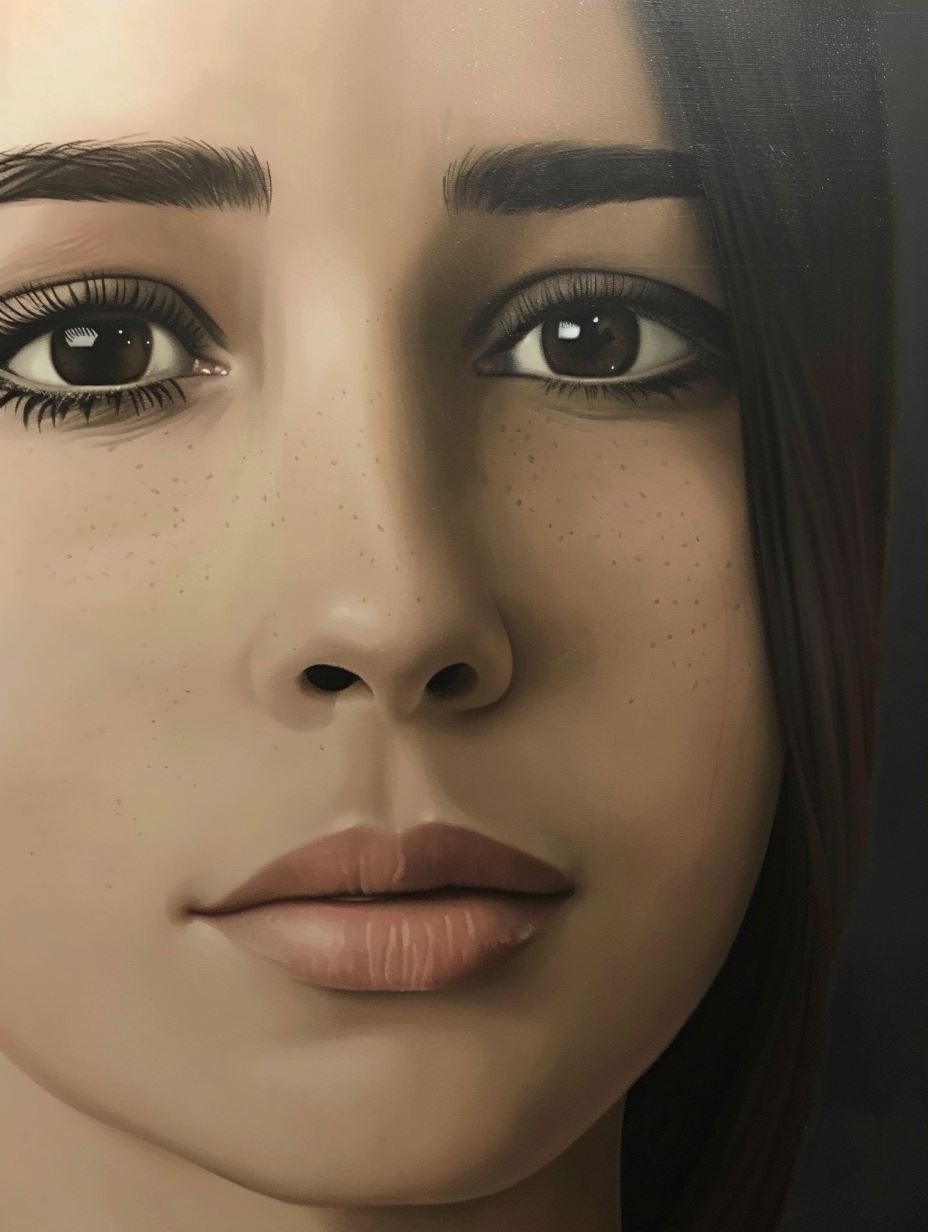 Serene Gaze in Crimson - Image 3
