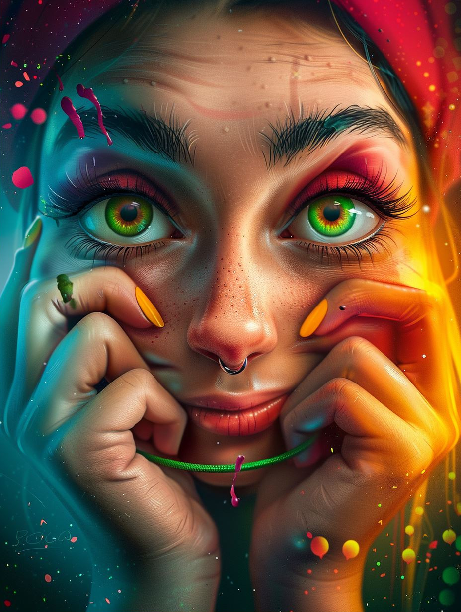 Neon Dreams: A Surreal Portrait Collage - Image 2