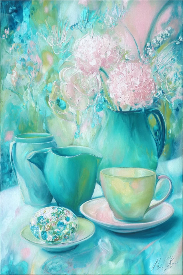 Ethereal Dreams in Teal and Rose - Image 3