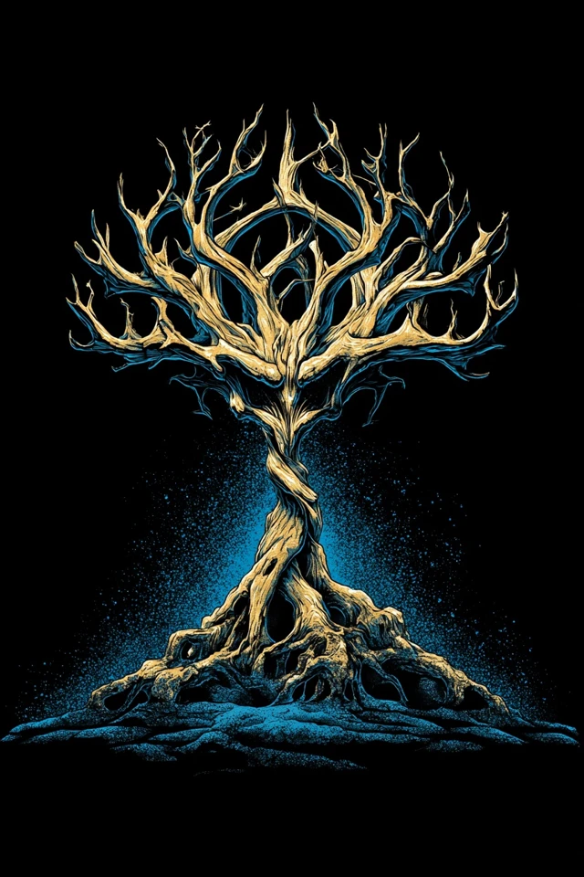 Surreal Blue and Gold Digital Art Collage - Image 5