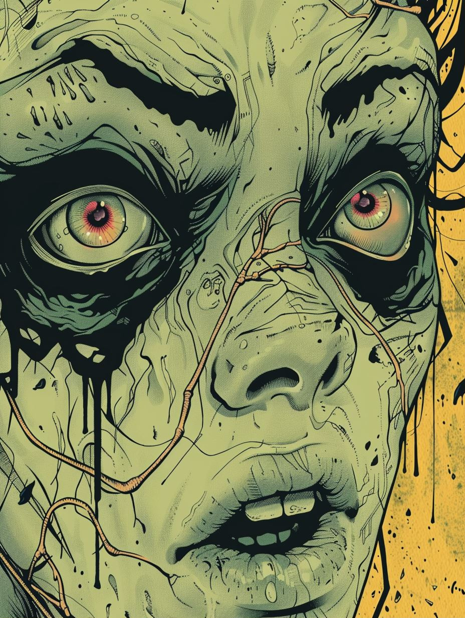 Decaying Cybernetic Horror Portrait