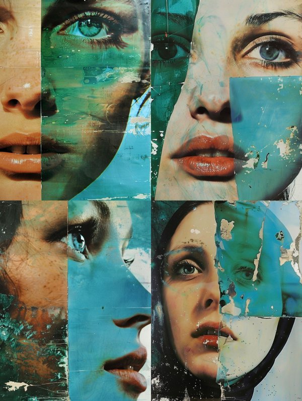 Fragmented Gazes in Teal