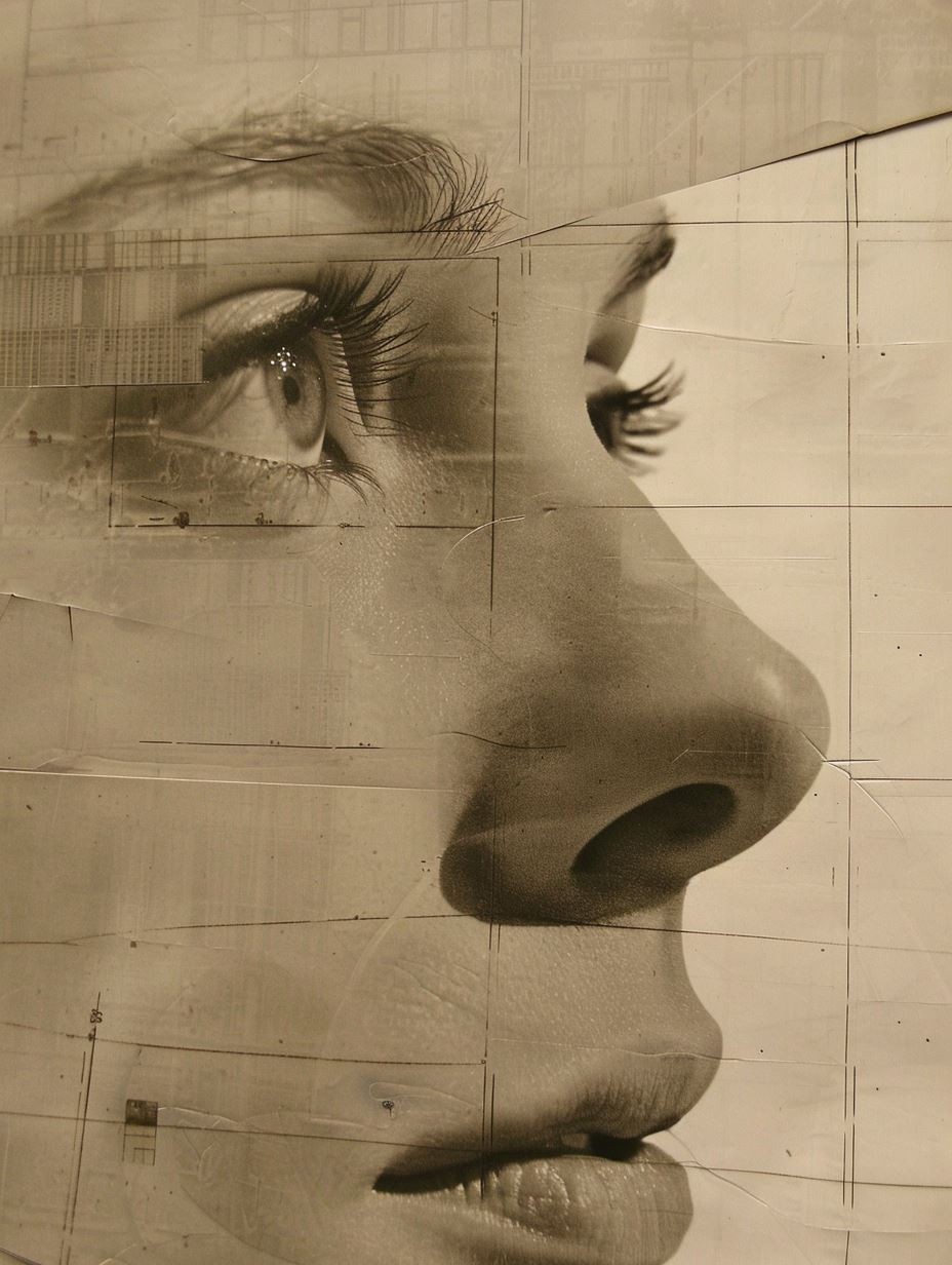Fragmented Gaze in Sepia Tones - Image 1