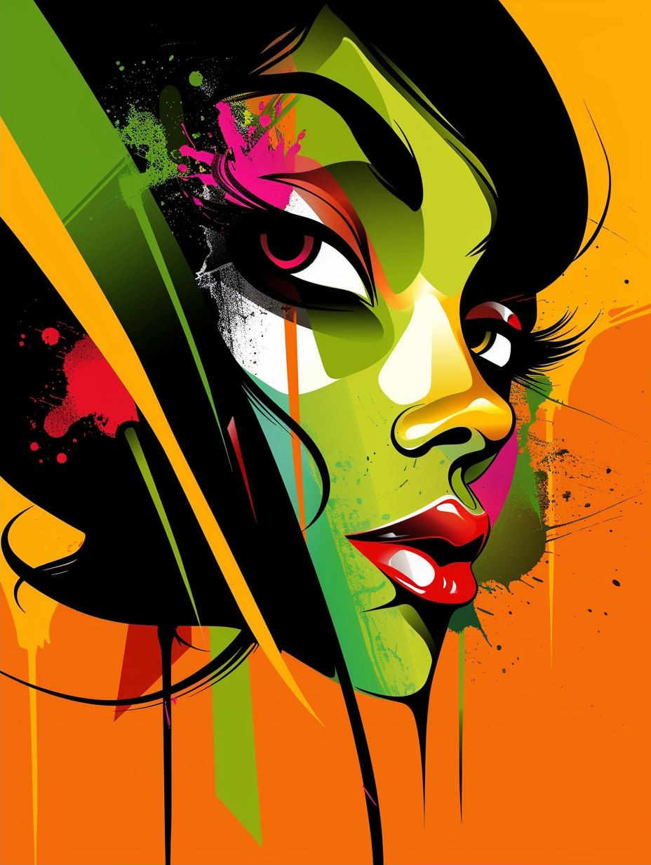Vibrant Geometric Pop Art Portrait - Image 2